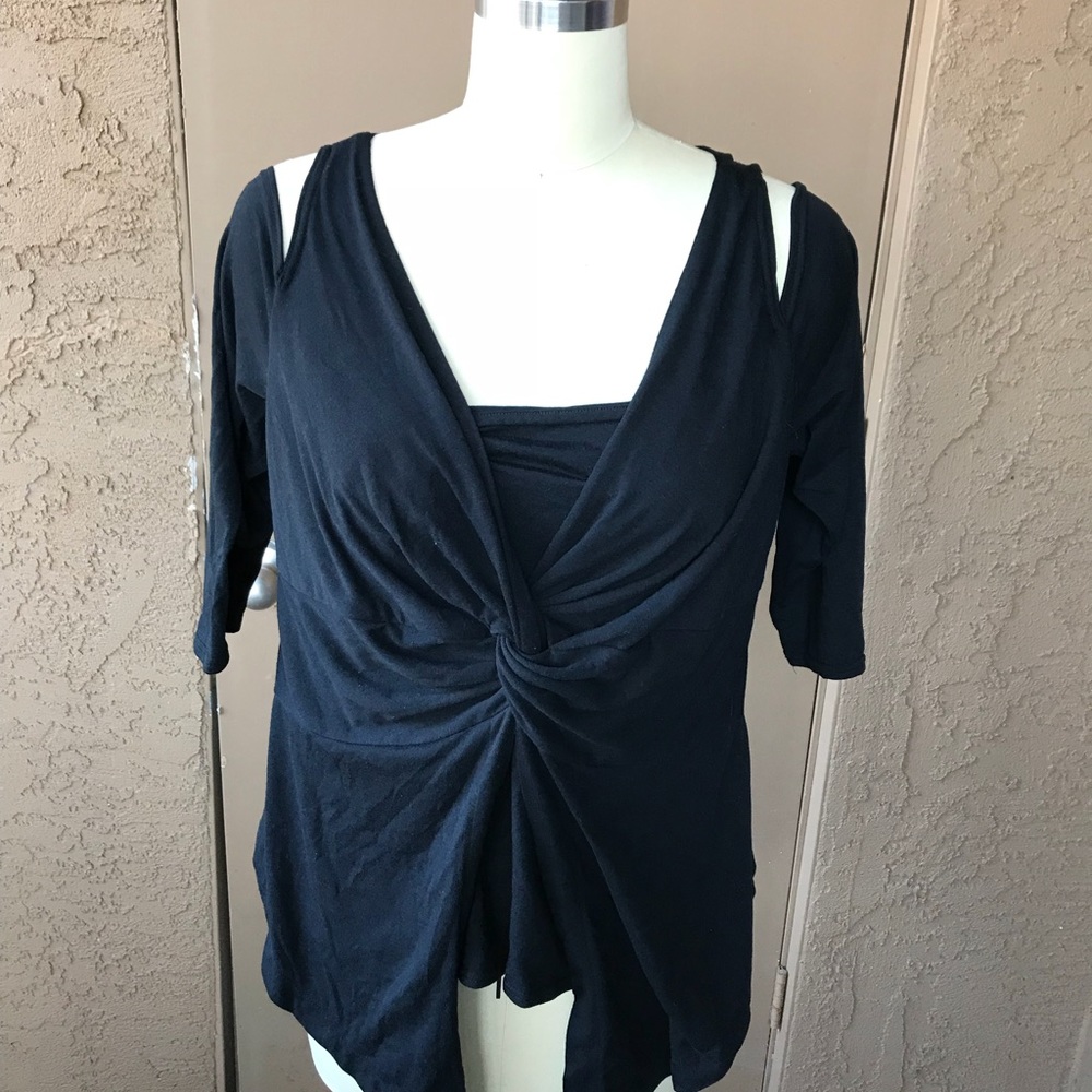 Black cold shoulder top